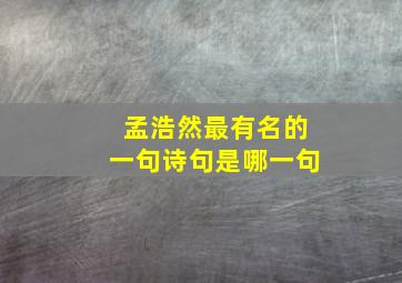 孟浩然最有名的一句诗句是哪一句