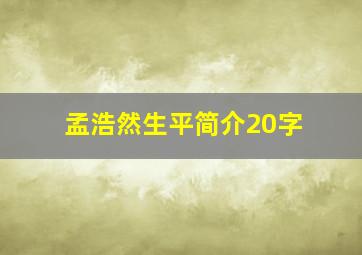 孟浩然生平简介20字