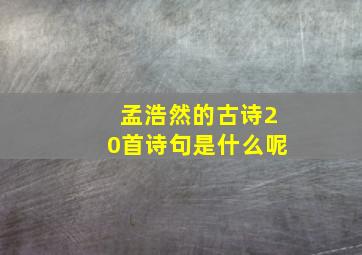 孟浩然的古诗20首诗句是什么呢