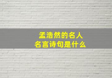 孟浩然的名人名言诗句是什么