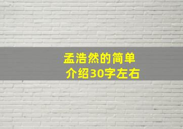 孟浩然的简单介绍30字左右