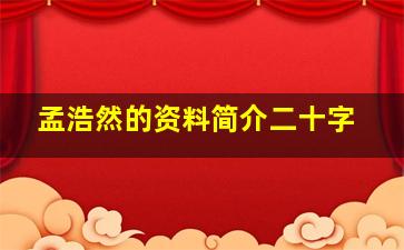 孟浩然的资料简介二十字