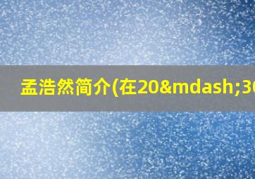 孟浩然简介(在20—30字)