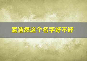 孟浩然这个名字好不好