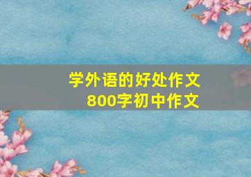 学外语的好处作文800字初中作文