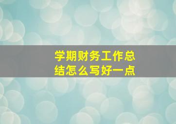 学期财务工作总结怎么写好一点