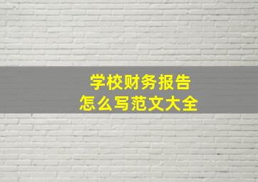 学校财务报告怎么写范文大全