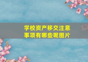 学校资产移交注意事项有哪些呢图片