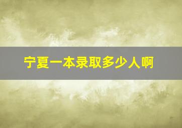 宁夏一本录取多少人啊