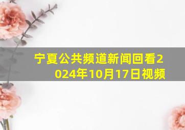 宁夏公共频道新闻回看2024年10月17日视频