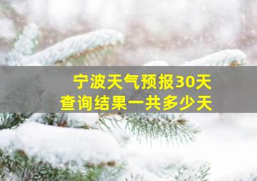 宁波天气预报30天查询结果一共多少天