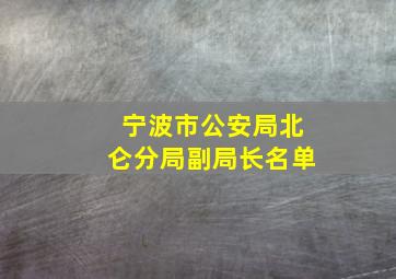 宁波市公安局北仑分局副局长名单