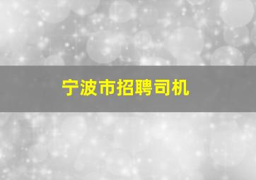 宁波市招聘司机