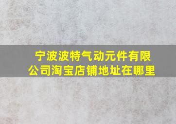 宁波波特气动元件有限公司淘宝店铺地址在哪里