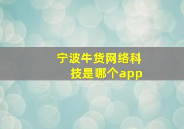 宁波牛货网络科技是哪个app