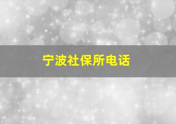 宁波社保所电话