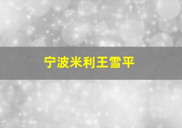 宁波米利王雪平