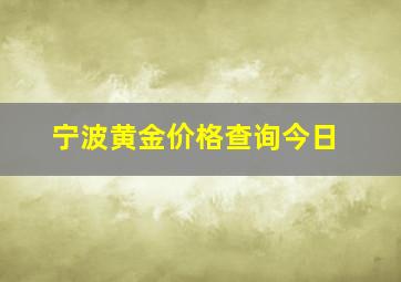 宁波黄金价格查询今日