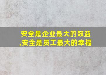 安全是企业最大的效益,安全是员工最大的幸福