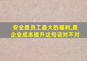 安全是员工最大的福利,是企业成本提升这句话对不对