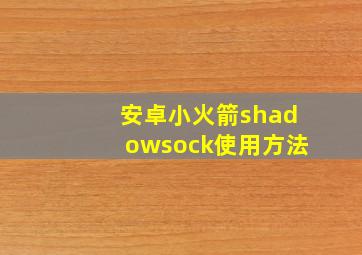 安卓小火箭shadowsock使用方法