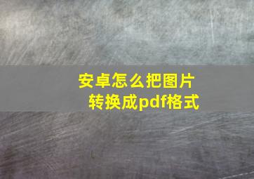 安卓怎么把图片转换成pdf格式