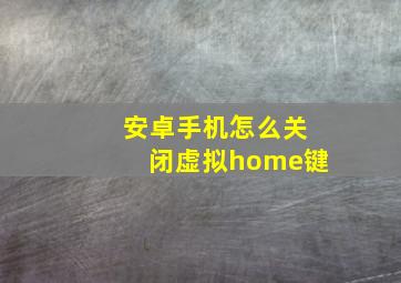 安卓手机怎么关闭虚拟home键