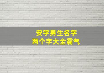 安字男生名字两个字大全霸气