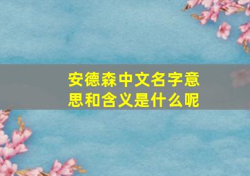 安德森中文名字意思和含义是什么呢