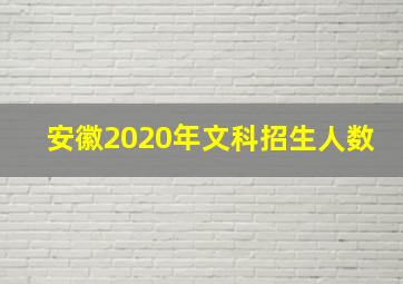 安徽2020年文科招生人数