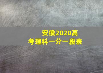 安徽2020高考理科一分一段表