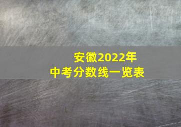 安徽2022年中考分数线一览表