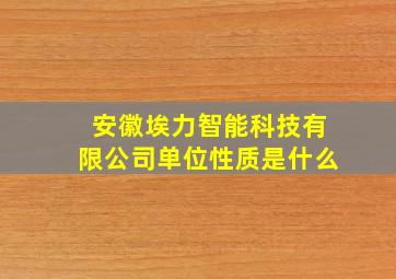 安徽埃力智能科技有限公司单位性质是什么