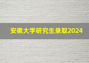 安徽大学研究生录取2024