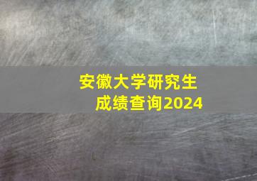 安徽大学研究生成绩查询2024