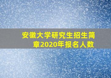 安徽大学研究生招生简章2020年报名人数