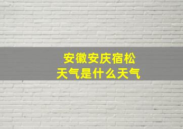 安徽安庆宿松天气是什么天气