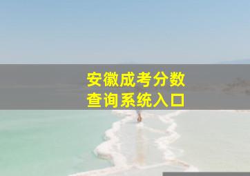 安徽成考分数查询系统入口