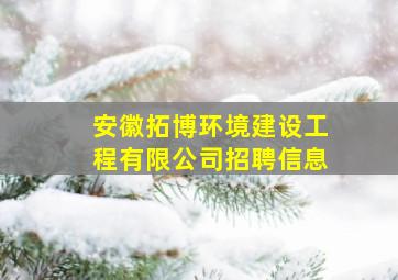 安徽拓博环境建设工程有限公司招聘信息