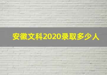 安徽文科2020录取多少人