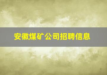 安徽煤矿公司招聘信息