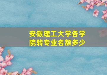 安徽理工大学各学院转专业名额多少