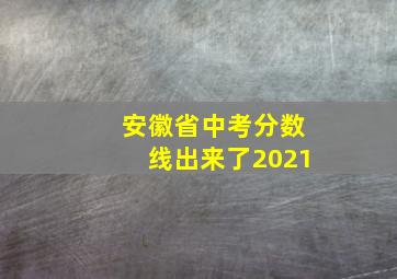 安徽省中考分数线出来了2021