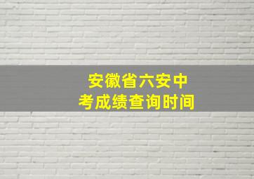 安徽省六安中考成绩查询时间