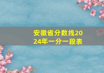 安徽省分数线2024年一分一段表