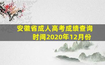 安徽省成人高考成绩查询时间2020年12月份