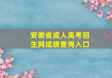 安徽省成人高考招生网成绩查询入口