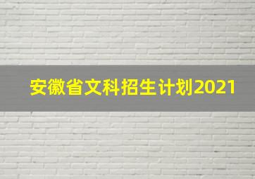 安徽省文科招生计划2021