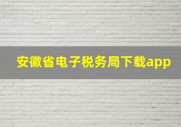 安徽省电子税务局下载app