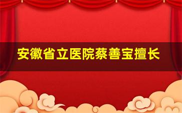 安徽省立医院蔡善宝擅长